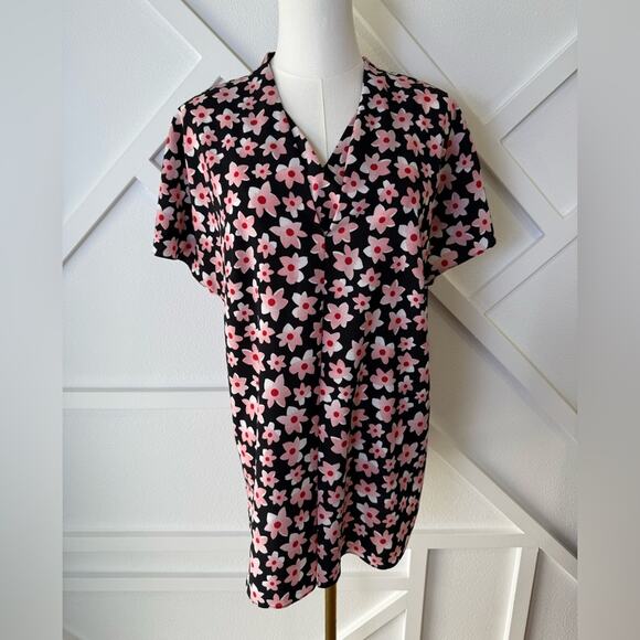 Cabi Harmony Retro Pink Floral V-Neck Blouse #5347 Size Medium - Picture 2 of 10